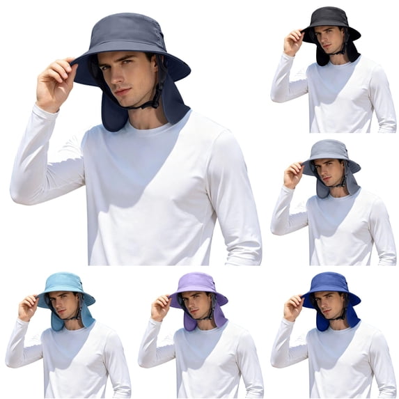 XIAOCHA Mens Solid Boonie Hat Neck‑Flap Bucket Hat Hiking Headwear,GY2