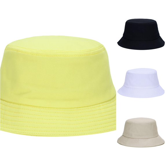 XIAOCHA Mens Solid‑Canvas Bucket Hat Plain Sun Hat Casual Daily Hat,Yellow