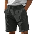 thumbnail image 1 of XIAOCHA Mens Solid Color Corduroy Shorts Elastic Waist Rolled Hem Bottoms Stylish Weekend Hangout Short, 1 of 4