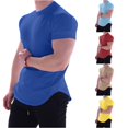 thumbnail image 1 of XIAOCHA Mens Solid Curved Hem T Shirt Crew Neck Short Sleeve Fitted Casual Tee, 1 of 4