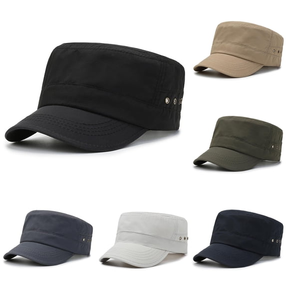 XIAOCHA Mens Solid Military Cap Adjustable Hat Band Outdoor Army Hat,Black
