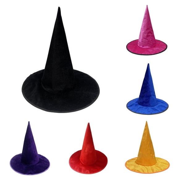 XIAOCHA Mens Solid Witch Hat Wide Brim Halloween Party Cosplay Headwear,Black