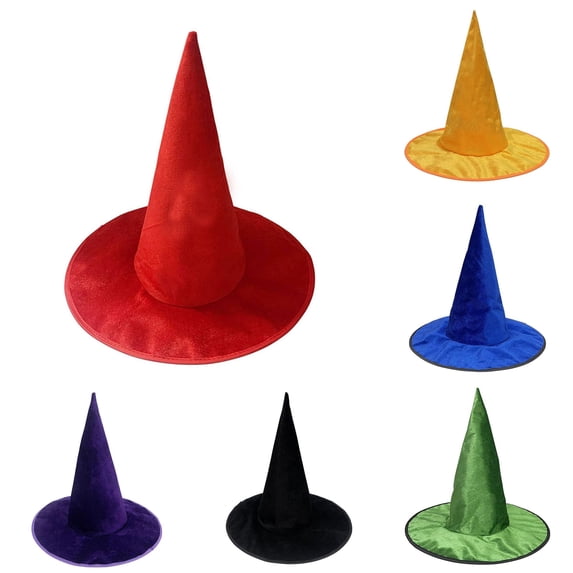 XIAOCHA Mens Solid Witch Hat Wide Brim Halloween Party Cosplay Headwear,Red