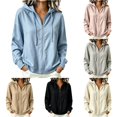 thumbnail image 1 of XIAOCHA Mens Solid Zip Up Hoodie Relaxed Fit Fall Daily Long Sleeve Hooded Sweatshirts, 1 of 4