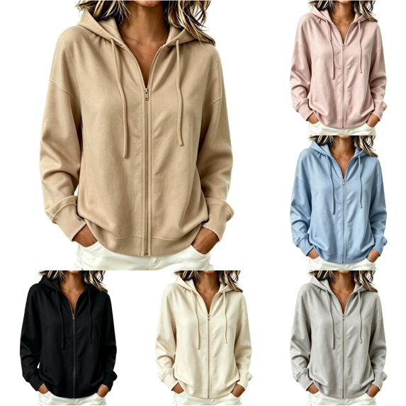 XIAOCHA Mens Solid Zip Up Hoodie Relaxed Fit Fall Daily Long Sleeve Hooded Sweatshirts