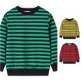 thumbnail image 1 of XIAOCHA Mens Striped Sweatshirt Crew Neck Long Sleeve Pullover Top Daily Casual Crewneck Sweatshirt, Green, Sizes M, 1 of 4
