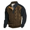 thumbnail image 1 of XIAOCHA Mens Sweatshirt Vintage Cable Knit Long Sleeve Stand Collar Sporty Top Stripe Color Block Warm Pullover Half Zipper Sweatshirt, 1 of 3