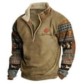 thumbnail image 1 of XIAOCHA Mens Sweatshirt Vintage Ethnic Pattern Fleece Lined Half Zip Pullover Sweatshirt Kangaroo Pocket Casual Top For Outdoor Adventures Daily Wear, 1 of 3