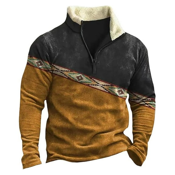 XIAOCHA Mens Sweatshirts Lined Retro Half Zip Pullover Sweatshirt Warm Winter Casual Outings Streetwear Soft Comfortable Sweatshirt