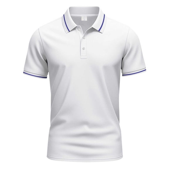 XIAOCHA Mens Tipped Collar Polo Shirt Short Sleeve Turn Down Collar Golf Tee Soft Refined Leisure Polo Shirts