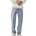 thumbnail image 1 of XIAOCHA Mens Washed Denim Jean Loose Fit Full Length Button Fly Pant Breathable Minimalist Daily Jeans, 1 of 7