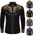 thumbnail image 1 of XIAOCHA Mens Western Embroidery Long Sleeve Shirt Tailored Fit Rodeo Button Down Shirts, 1 of 4