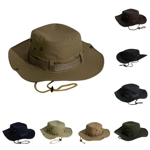 XIAOCHA Mens Wide‑Brim Boonie Hat Breathable Sun Hat Outdoor Hiking Hat,Bronze