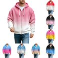 thumbnail image 1 of XIAOCHA Mens Zip Up Hoodie Ombre Waffle Knit Hoodies Street Casual Hooded Sweatshirt, Light Pink, Sizes XXXXXL, 1 of 4