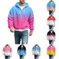 thumbnail image 1 of XIAOCHA Mens Zip Up Hoodie Ombre Waffle Knit Hoodies Street Casual Hooded Sweatshirt, Sky Blue3, Sizes XXXL, 1 of 4