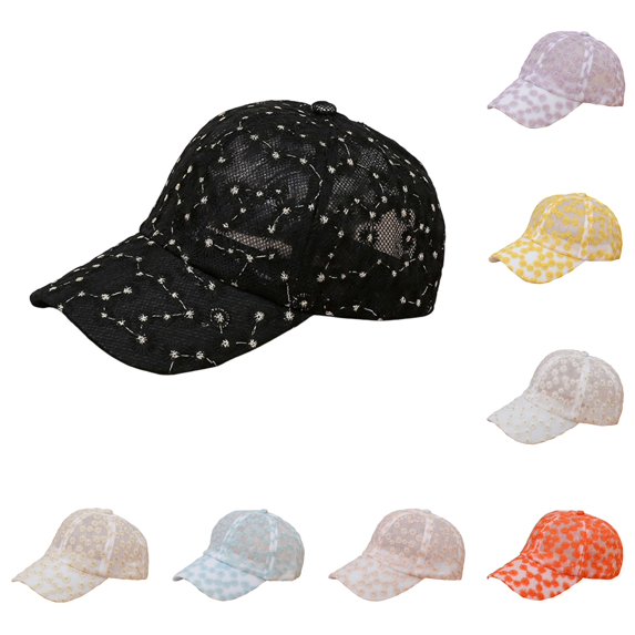 XIAOCHA Mesh Embroidered Baseball Cap for Womens Adjustable Hat Band Summer Dad Hat,Black