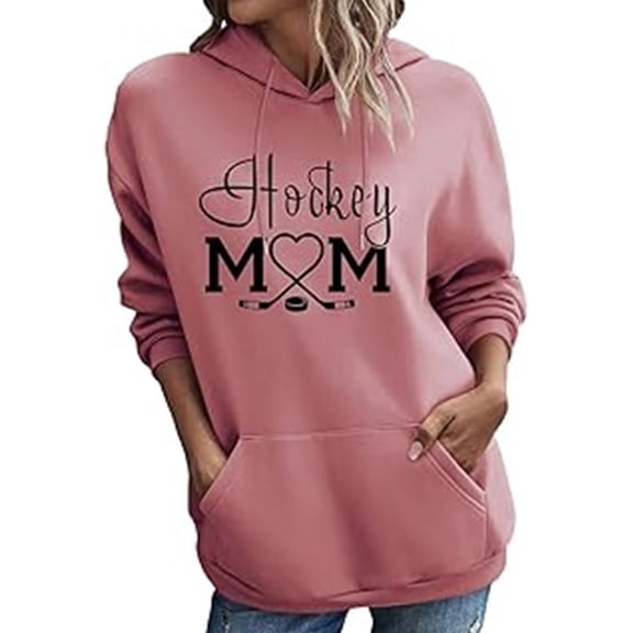 XIAOCHA Mom Letter Hoodies for Women Loose Fit Drawstring Hooded Pullover Top Fall Winter Warm Sport Hoodie