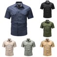 thumbnail image 1 of XIAOCHA Multi Pocket Cargo Shirt For Men Turn Down Collar Short Sleeve Button Work Top, 1 of 3