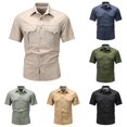 thumbnail image 1 of XIAOCHA Multi Pocket Cargo Shirt For Men Turn Down Collar Short Sleeve Button Work Top, 1 of 4