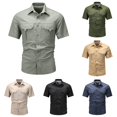 thumbnail image 1 of XIAOCHA Multi Pocket Cargo Shirt For Men Turn Down Collar Short Sleeve Button Work Top, 1 of 4
