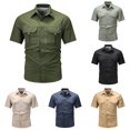 thumbnail image 1 of XIAOCHA Multi Pocket Cargo Shirt For Men Turn Down Collar Short Sleeve Button Work Top, 1 of 5