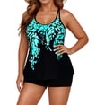 thumbnail image 1 of XIAOCHA Oversize Tankini Set For Women Scoop Neck Sleeveless Burst Print Twist Front Solid Boy Short Bottom Quick Dry Vibrant Beach Swimsuits, 1 of 4