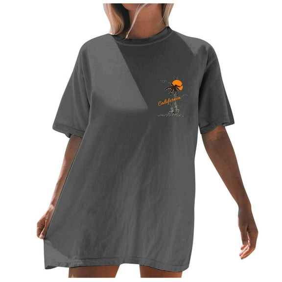 XIAOCHA Oversized Graphic Beach Tee For Women Summer Casual Top Loose Fit Comfortable Shirt