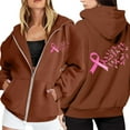 thumbnail image 1 of XIAOCHA Pink Ribbon Zip Up Hoodies for Women Breast Cancer Awareness Fleece Hooded Jacket Casual Loose Cozy Sport Hoodie, 1 of 6