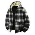 thumbnail image 1 of XIAOCHA Plaid Full-Zip Hoodie For Men Jacket Sherpa-Lined Hooded Coat Winter Warm Cozy Outerwear With Pocket, 1 of 6