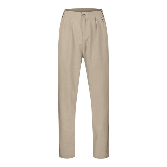 XIAOCHA Pleated Front Dress Pants for Men Belted Waist Trousers Breathable Solid Color Business formal Slacks