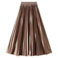 thumbnail image 1 of XIAOCHA Pleated Midi Skirt for Women Elastic Waist Satin High Waist Elegant Office Casual Wear, 1 of 2