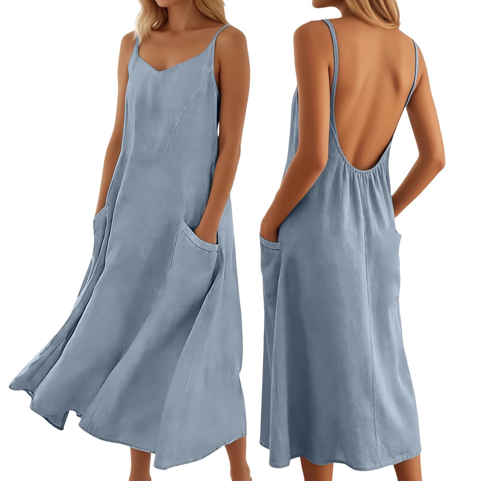 fitted midi slip dress Silquee Women's Solid Color Pleated Fitted Elegant Midi Slip Dress,S