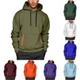 thumbnail image 1 of XIAOCHA Pocket Zipper Hoodie For Men Solid Long Sleeve Casual Hooded Sweatshirt, Army Green, Sizes XXL, 1 of 4