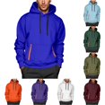 thumbnail image 1 of XIAOCHA Pocket Zipper Hoodie For Men Solid Long Sleeve Casual Hooded Sweatshirt, Blue, Sizes M, 1 of 4