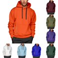 thumbnail image 1 of XIAOCHA Pocket Zipper Hoodie For Men Solid Long Sleeve Casual Hooded Sweatshirt, Orange, Sizes S, 1 of 4