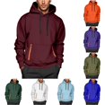 thumbnail image 1 of XIAOCHA Pocket Zipper Hoodie For Men Solid Long Sleeve Casual Hooded Sweatshirt, Wine, Sizes XXL, 1 of 4