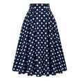 thumbnail image 1 of XIAOCHA Polka Dot Skirt for Women High Waisted Button Decor Flared Midi Skirt Retro Vintage Party Skirts, 1 of 2
