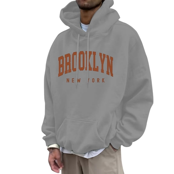 XIAOCHA Retro Hoodie for Men Oversized Letter Graphic Hooded Top Fall Winter Warm Casual Streetwear Hoodie