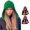 thumbnail image 1 of XIAOCHA Rib‑Knit Earflap Beanie for Women Solid Outdoor Fall‑Winter Headwrap,Green, 1 of 8