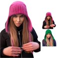 thumbnail image 1 of XIAOCHA Rib‑Knit Earflap Beanie for Women Solid Outdoor Fall‑Winter Headwrap,Red, 1 of 7