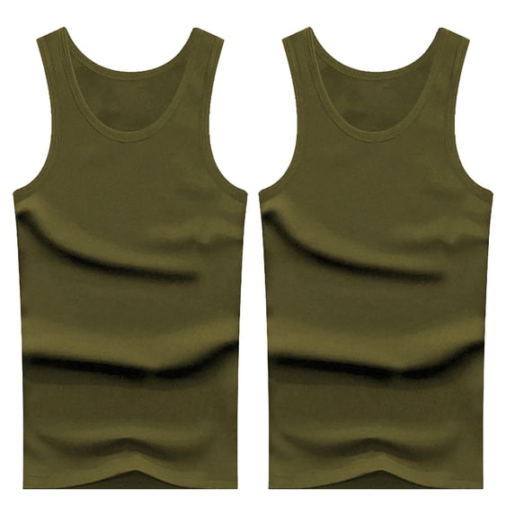 XIAOCHA Ribbed Knit Tank for Men Sleeveless Crewneck Athletic Tank Top Snug Minimalist Daily Tank Tops