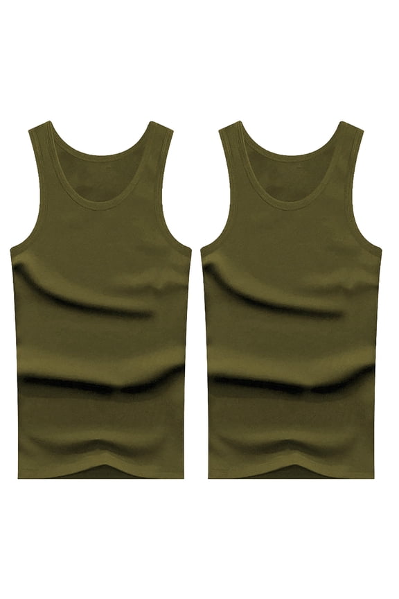 Ribbed Knit Tank for Men Sleeveless Crewneck Athletic Tank Top Snug Minimalist Daily Tank Tops