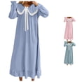 thumbnail image 1 of XIAOCHA Ruffle Collar Long Sleeve Nightgown for Women Fall Sweet Cottage Home Sleep Dress, 1 of 4