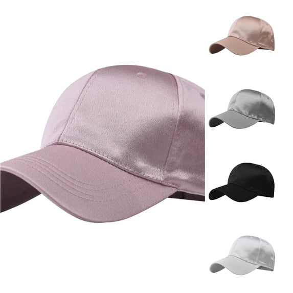 XIAOCHA Satin‑Finished Baseball Cap for Womens Solid Color Outdoor Dad Hat,Pink