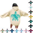 thumbnail image 1 of XIAOCHA Sea Turtle Floral Graphic Hooded Sweatshirt For Women Oversized Drop Shoulder Beach Long Sleeve Pullover Tops, 1 of 6
