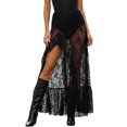 thumbnail image 1 of XIAOCHA Sheer Lace High Waist Skirt for Women Ruffled Asymmetrical Edgy Night Out Floor-Length Maxi Skirt, 1 of 6