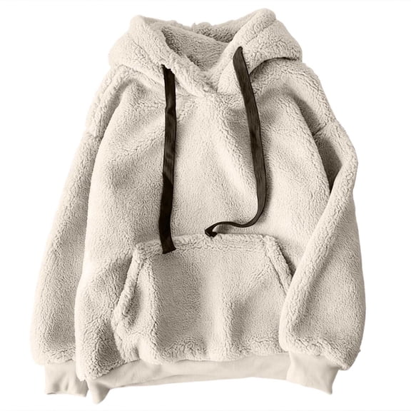 XIAOCHA Sherpa Hoodie for Women Plush Kangaroo Pocket Top Cozy Winter Warm Pullover Hoodies