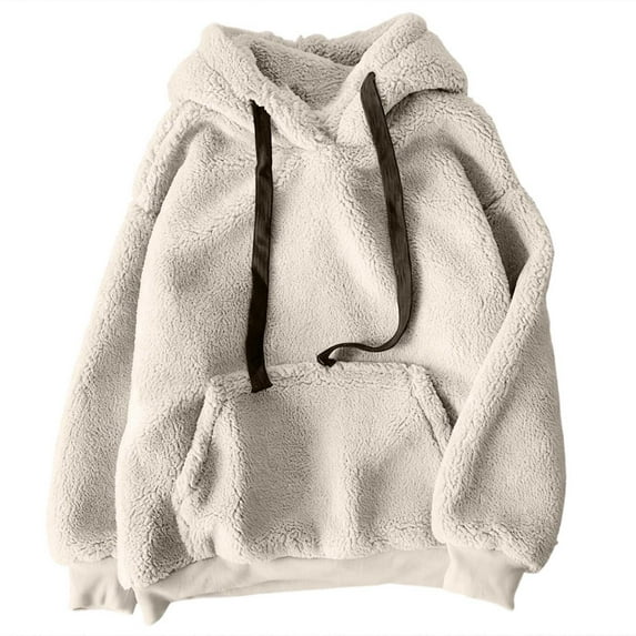 XIAOCHA Sherpa Hoodie for Women Plush Kangaroo Pocket Top Cozy Winter Warm Pullover Hoodies