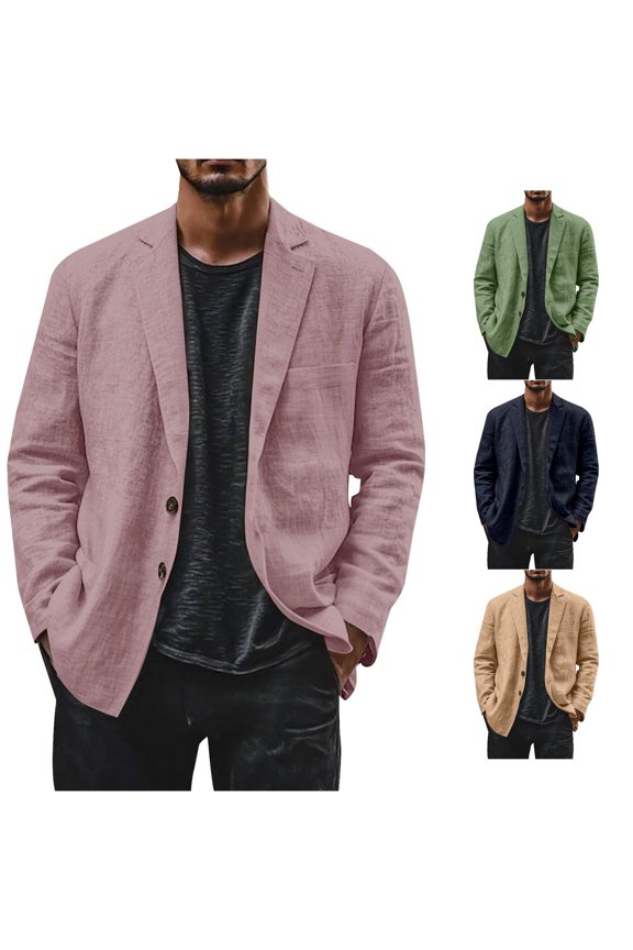 Single Button Turn-Down Collar Blazer For Men Light Unlined Weekend Walking Coat