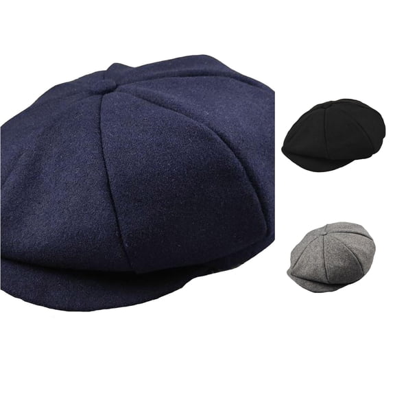 XIAOCHA Smooth‑Fit Newsboy Cap for Mens Solid Rounded Crown City Trek Newsboy Hats,Blue